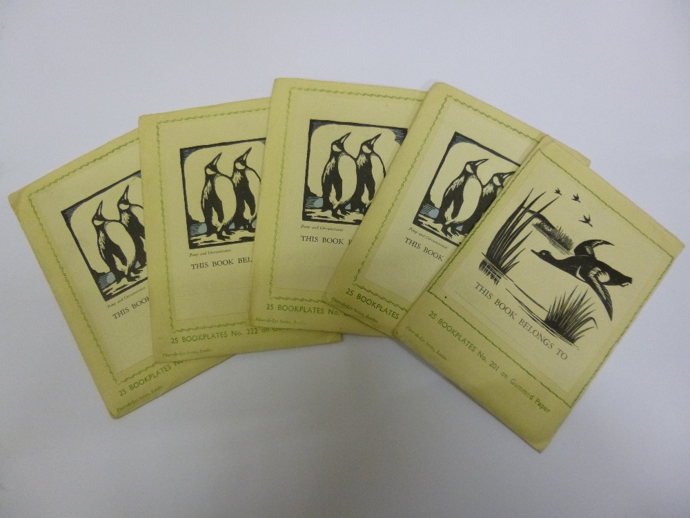Five sealed packs of 25 Fleur de Lys London book plates