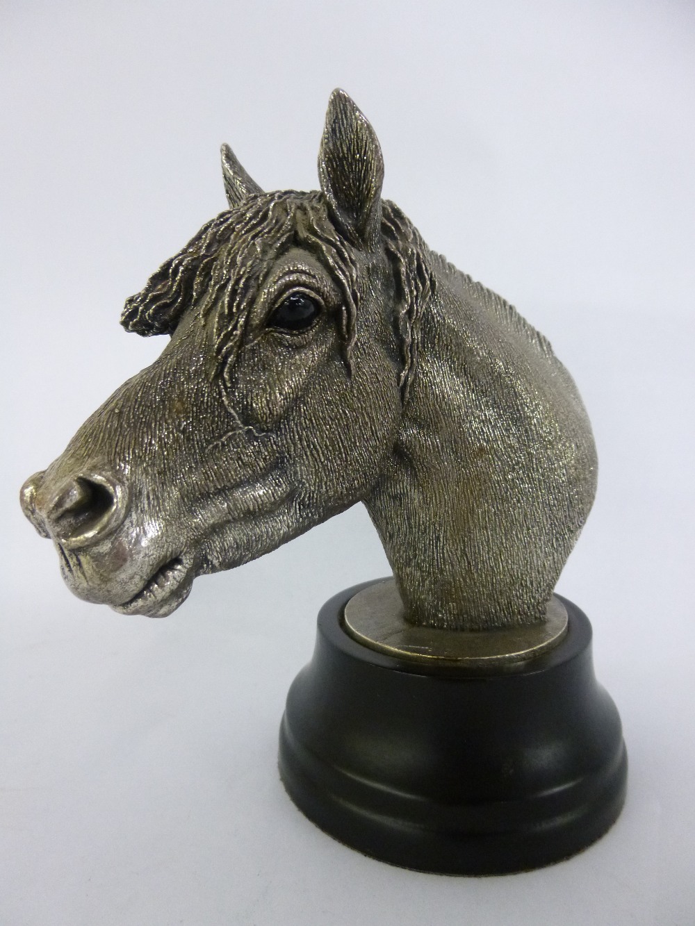 Silver hallmarked horse's head statue, 6" in height