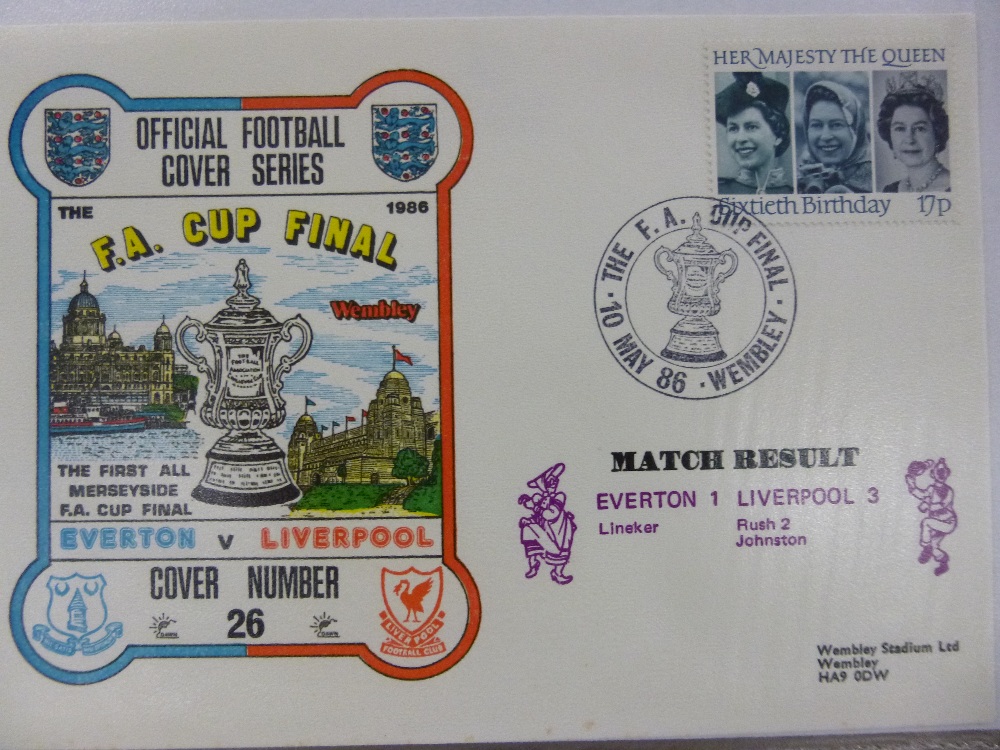 Stamps - Official football covers. Scarce set 26 1982-86 seasons inc. Cup Final, Milk Cup Final,
