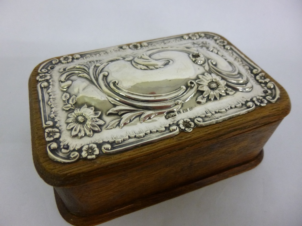 Silver topped lined wooden box, AWP Birmingham 1904