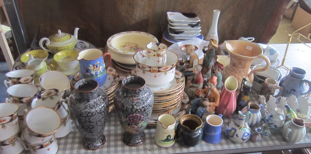 A parcel lot of ceramics to include Torquay wares, part Edwardian tea service to include 12 cups and