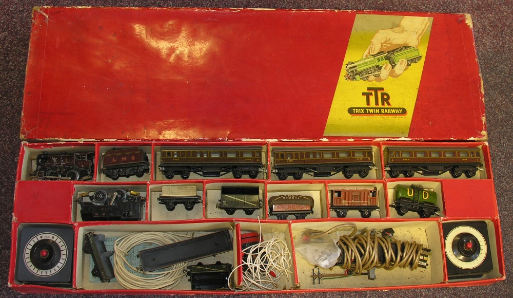 A boxed pre-war Trix TTR.