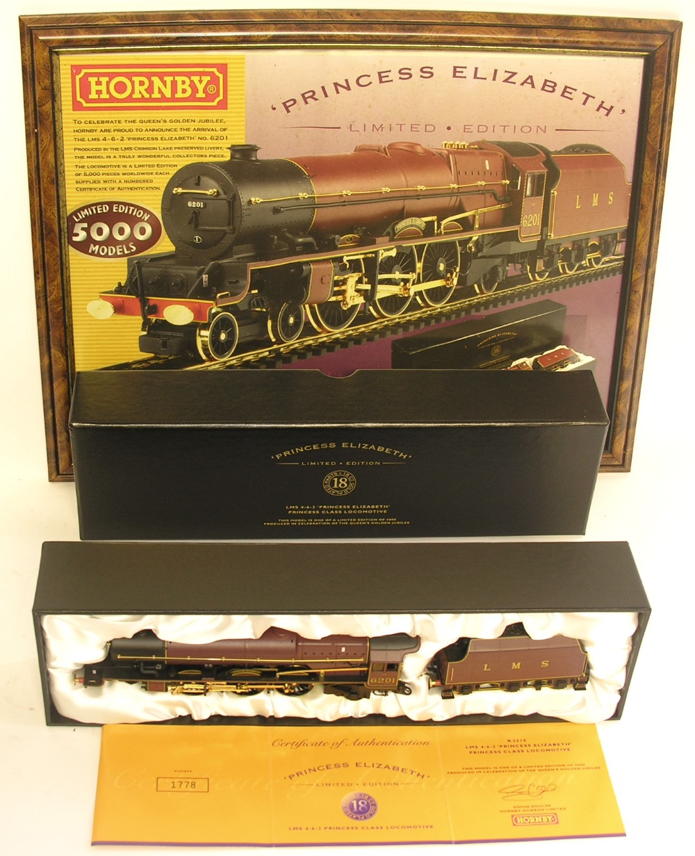 A boxed limited edition 18ct gold plated Hornby `00` gauge LMS 4-6-2 locomotive `Princess Elizabeth`