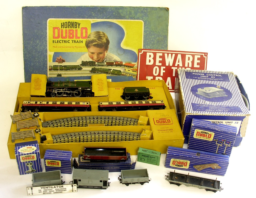 A boxed Hornby Dublo Passenger Train `Duchess of Montrose` set, together with various boxed and