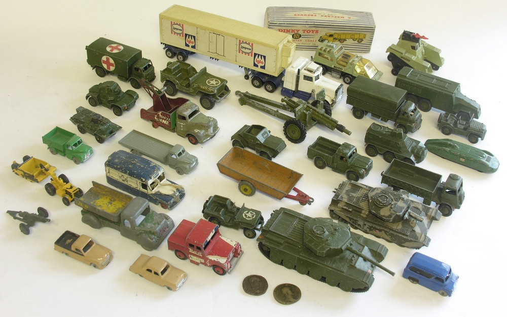 A collection of various playworn mainly DInky military diecast vehicles to include Dublo Dinky.