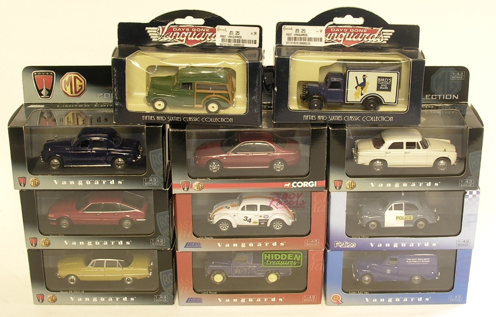 A collection of eleven various boxed LLedo Vanguards from the Rover MG collection, Police Collection