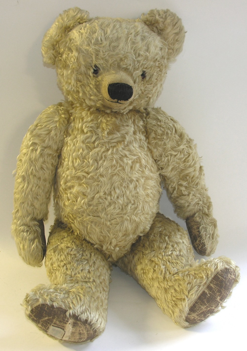 A Chad Valley plush teddy with jointed body and growler, height 28".