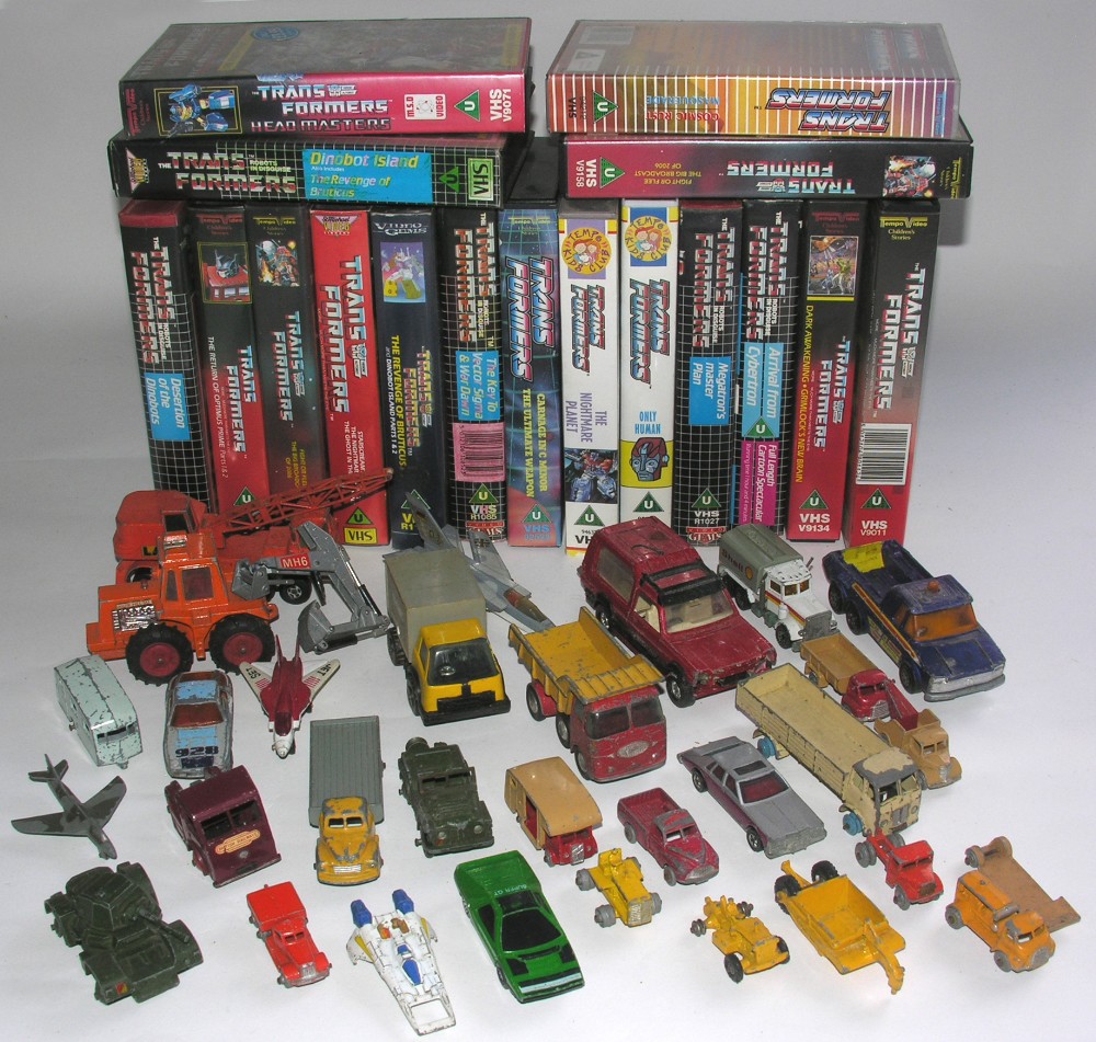A collection of playworn diecast vehicles by Dinky, Corgi, Matchbox etc. together with a quantity of