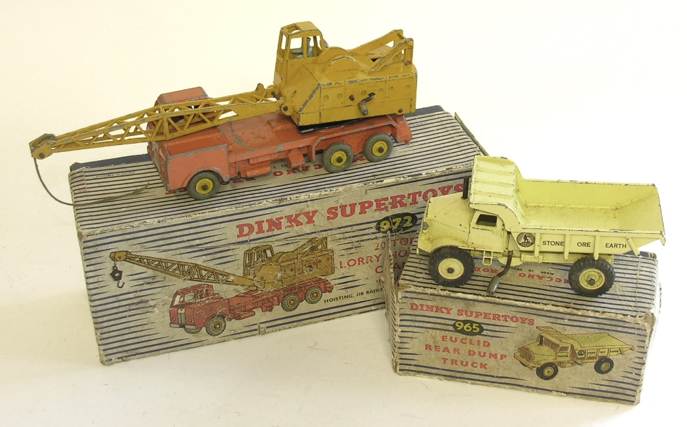 A boxed Dinky Supertoys 965 Euclid Rear Dump truck and 972 20-Ton `Coles` Lorry Mounted Crane (2).