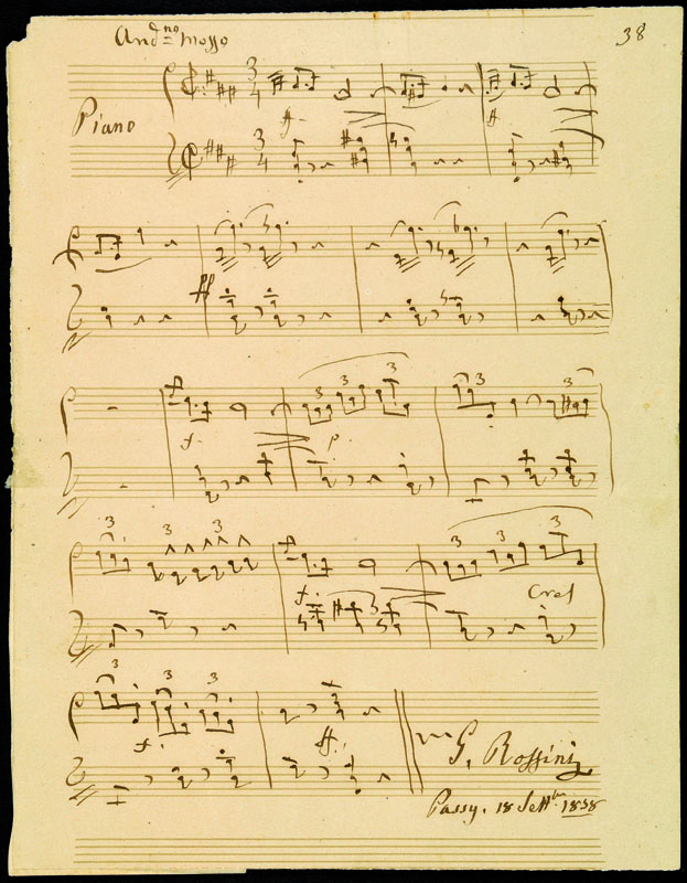 Autografi Rossini, Gioacchino (1792-1868). Splendido manoscritto autografo con data ‘Passy. 18 sett.