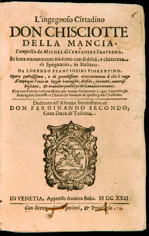 Libri Antichi e Rari Cervantes Saavedra, Miguel de. L’ingegnoso cittadino don Chisciotte della