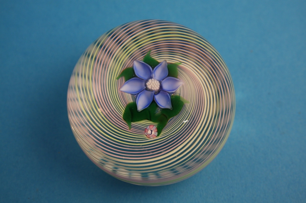 A small Crieff Perthshire paperweight by John Deacon, signed 1978-1983. 5 cm diameter