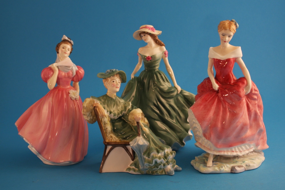 Four Royal Doulton figures: "Ascot" HN2356; "Camellia" HN2222; "Summer`s Day" HN3378; and "Best