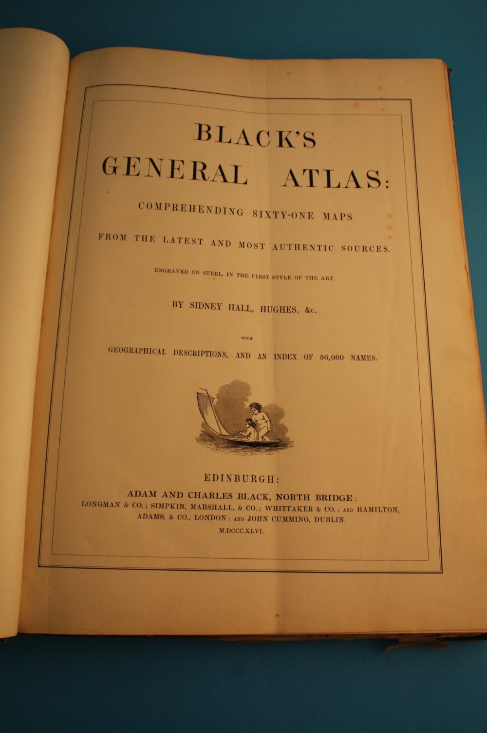 Black`s General Atlas, half leather, Edinburgh 1846.