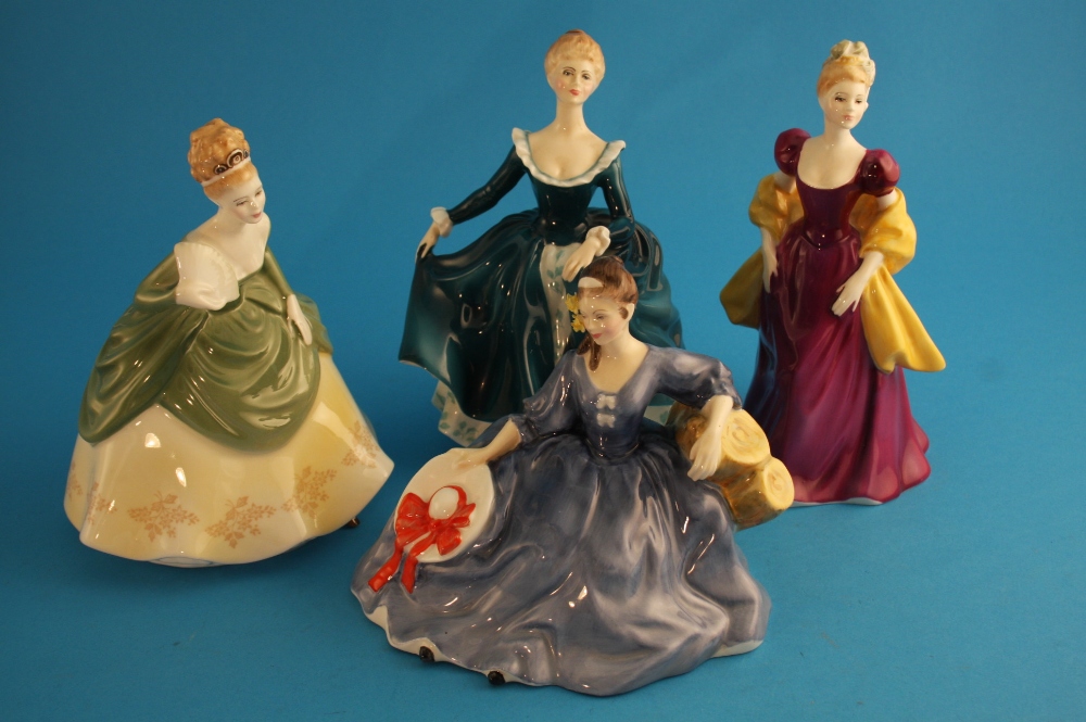 Four Royal Doulton figures "Janine" HN2461; "Soiree" HN2312; "Elyse" HN2429; and "Loretta"