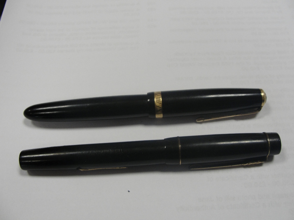 A Parker 1950s Duofold and Croxley pen by Dickinson, both with 14ct nibs