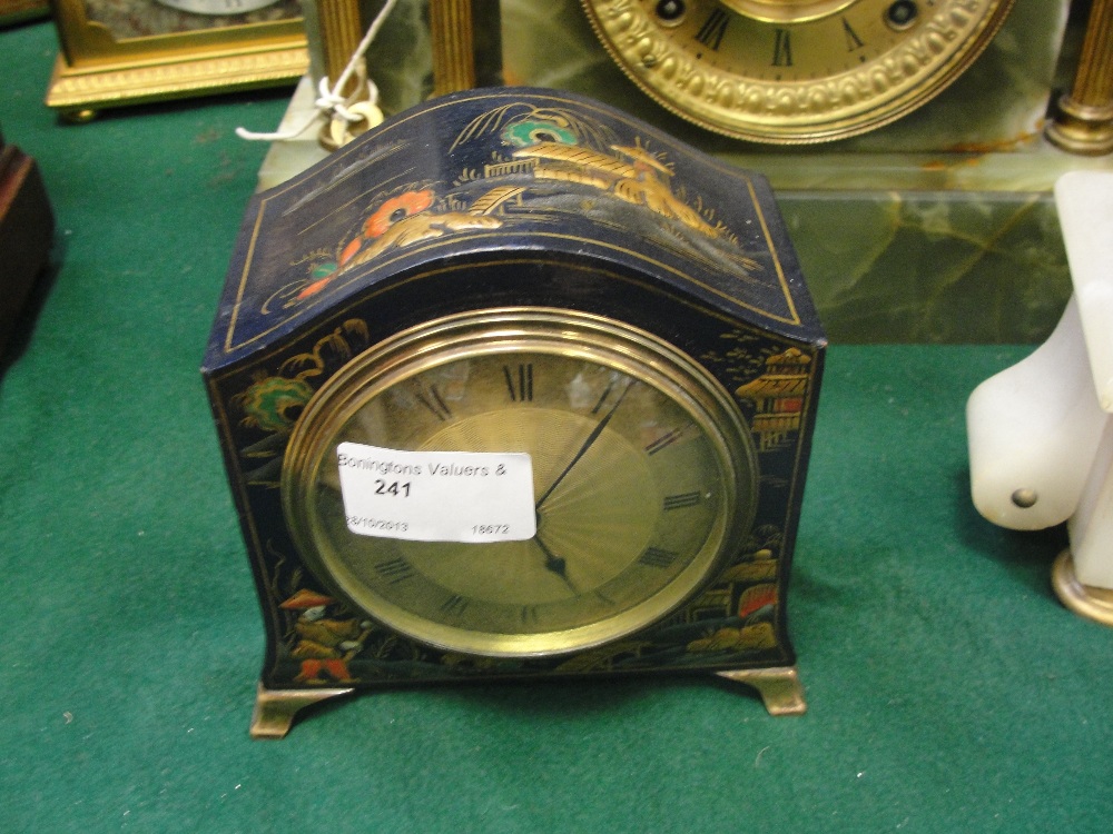 A late 19th century chinoiserie cased mantel clock