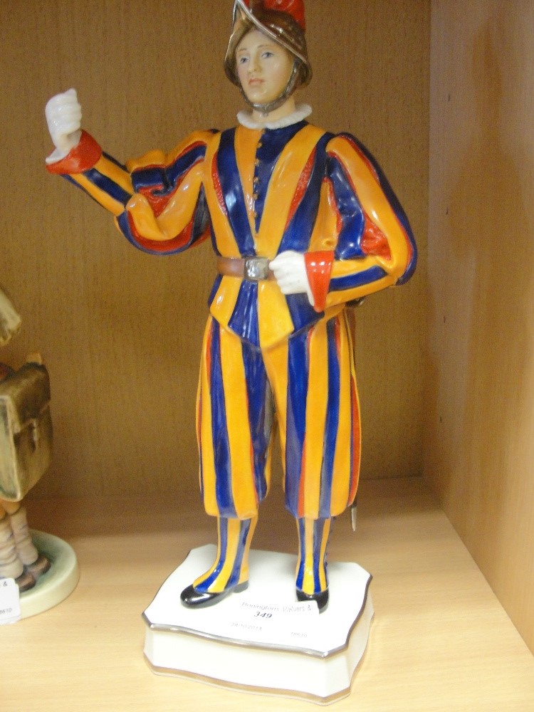 A Royal Worcester figure "Trooper of the Papal Swiss Guard" modelled by F M Gertner, No 129