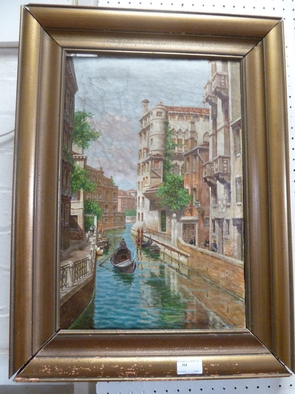 Italian School (19th/20th century): A Venetian canal scene with gondolier, oil on canvas, signed A N