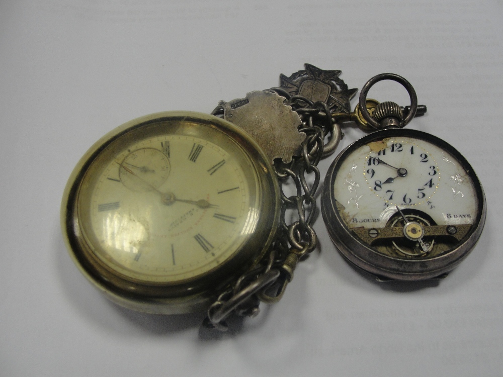 A HM silver pocketwatch by J G Graves; together with a Hebdoman pocketwatch (A/F)