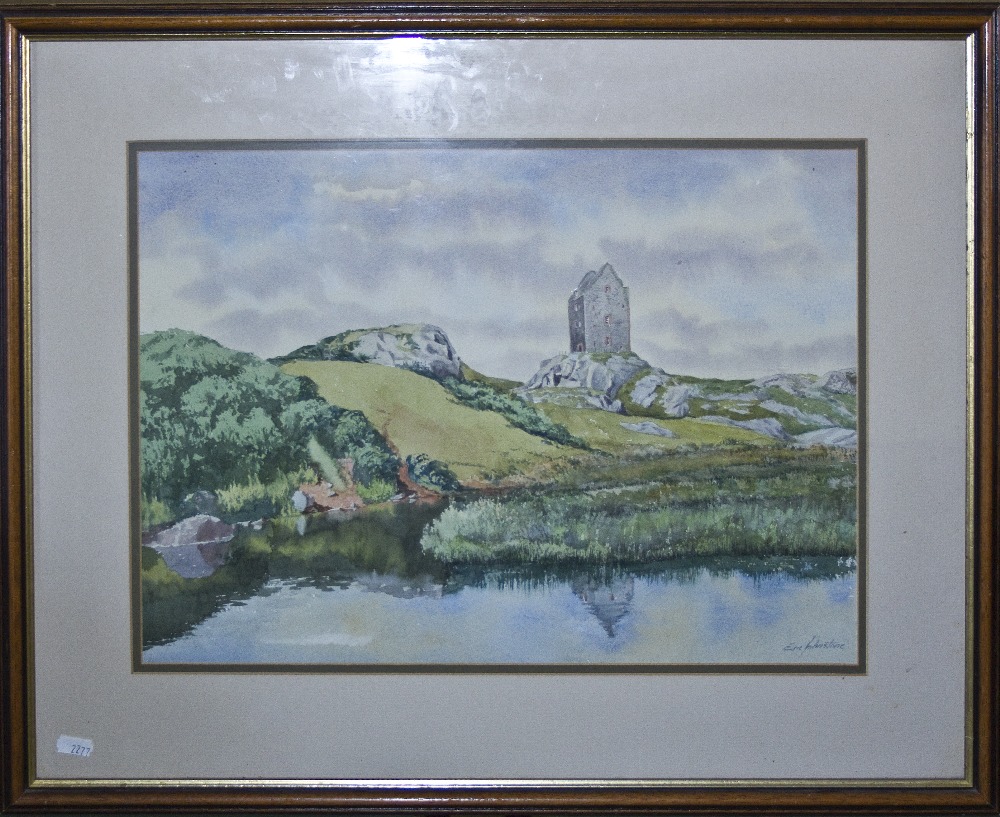 A framed watercolour `Smailholme` signed Eric Johnstone, image size 34cm x 48cm