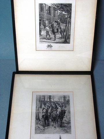 L Ruet after Meissonier - The Halting Place/Le Guide, two framed and glazed engravings, editions