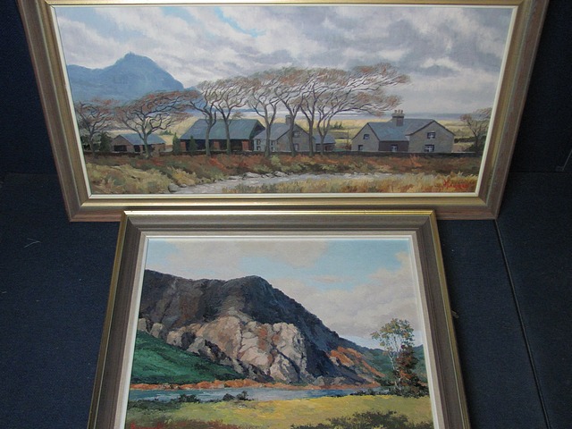 John Muirhead - framed oil on board country village landscape signed, together with a scene entitled
