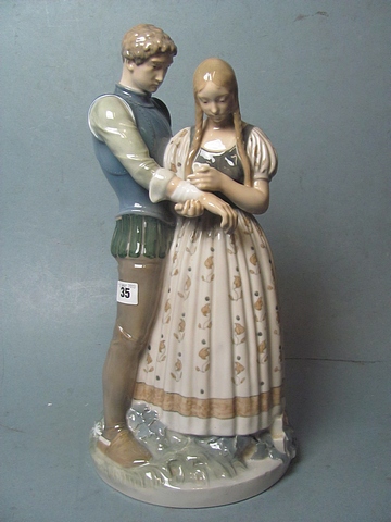 Knight and Maiden, a Royal Copenhagen porcelain figure group designed by Holger Christensen No 3171,