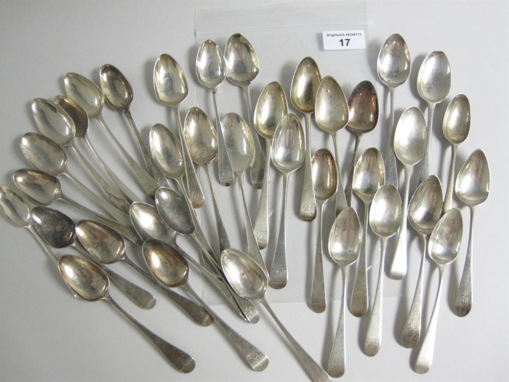 Thirty six Georgian Teaspoons old english pattern