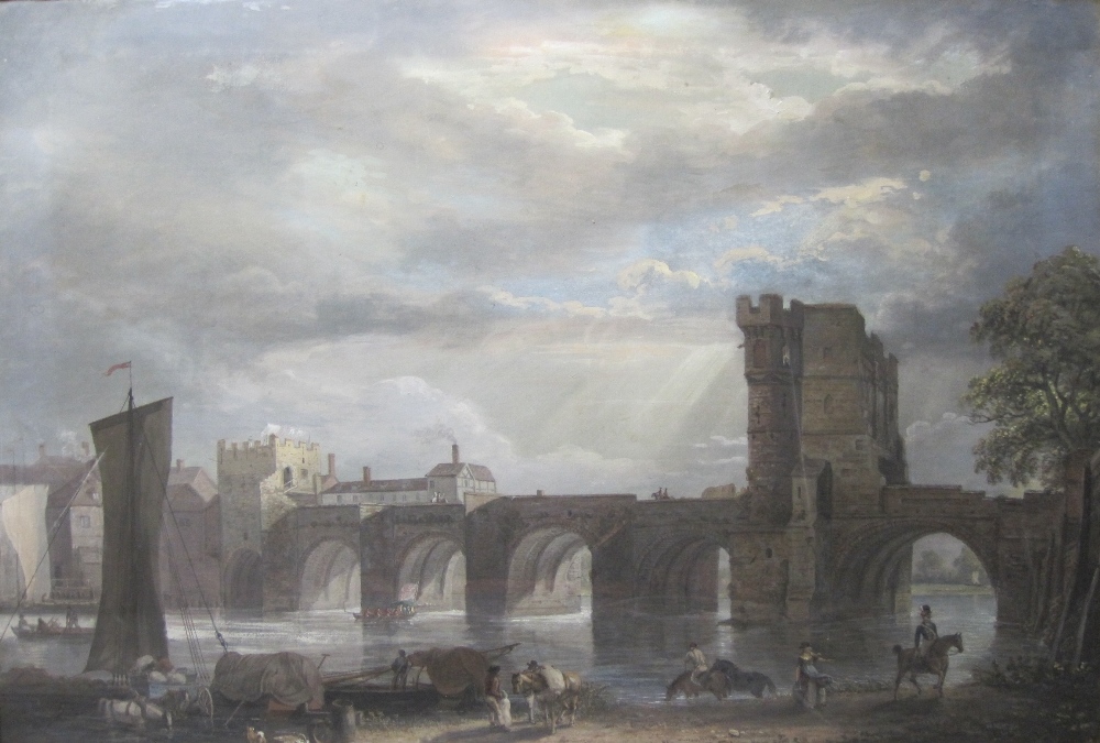 PAUL SANDBY, R.A. (1725-1809) The Old Welsh Bridge, Shrewsbury  watercolour, gouache and body-