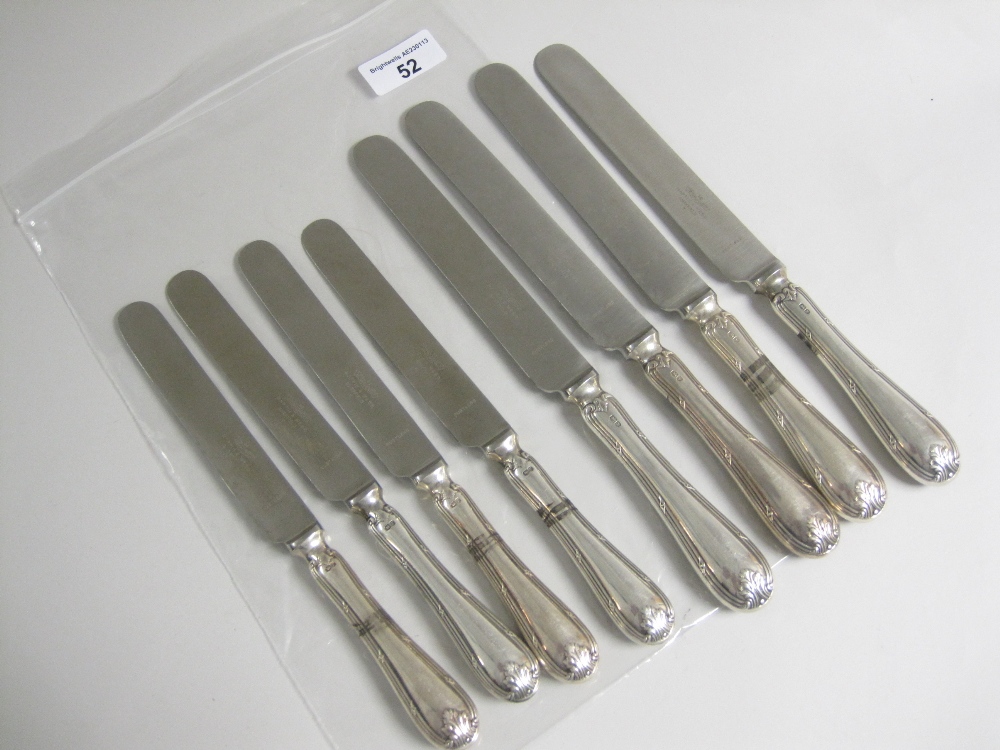 Four George VI Dinner and Dessert Knives, kings pattern, Sheffield 1941