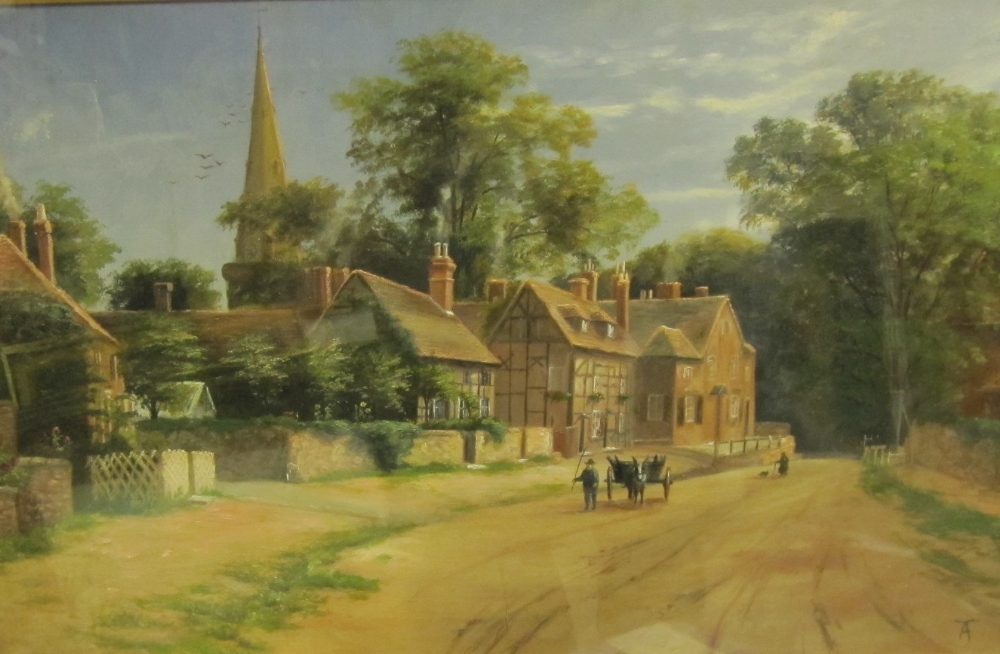 ANNIE BENNETT. Allersley Village, signed with monogram, oil on canvas, 16 x 24 in