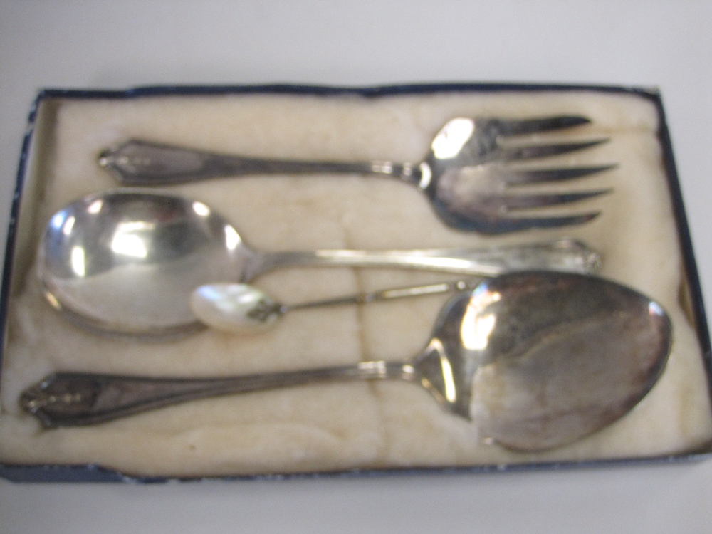 Three E.P. Servers and plated and mother of pearl Spoon