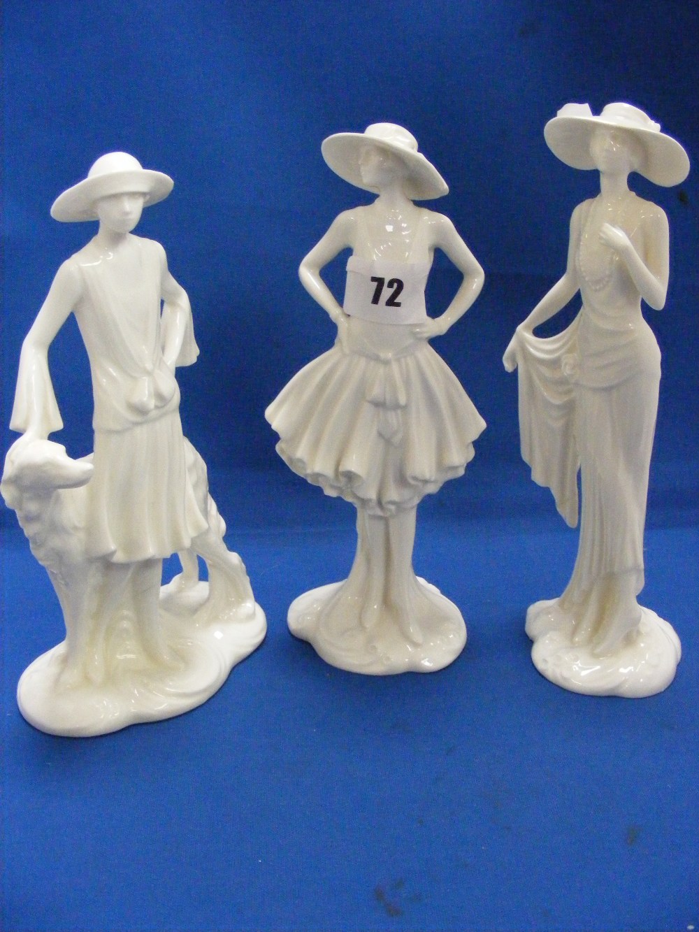 Three Royal Worcester Compton and Woodhouse blanc-de-chine figurines from the 1920's collection,