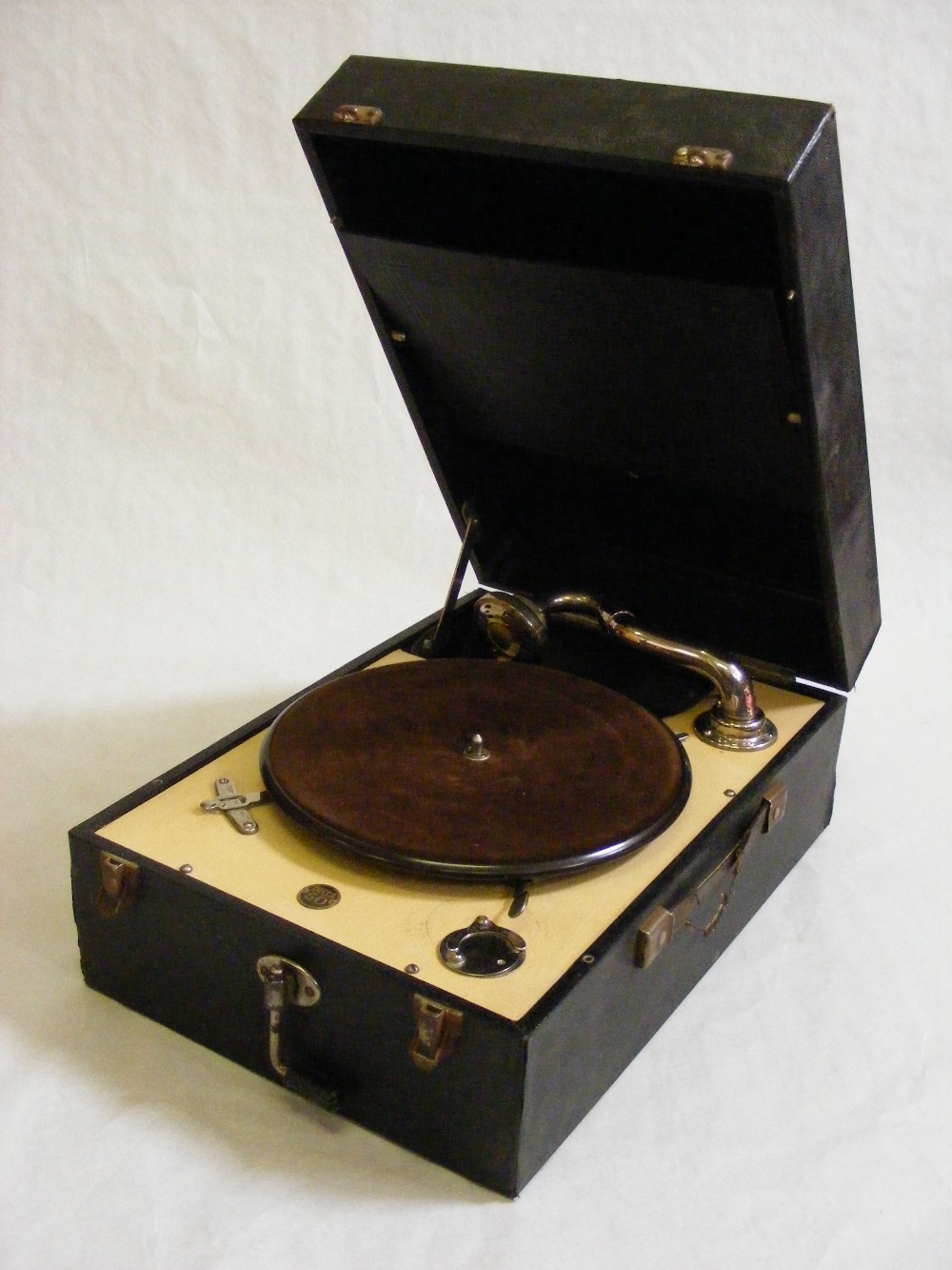 A Decca wind up portable gramophone.