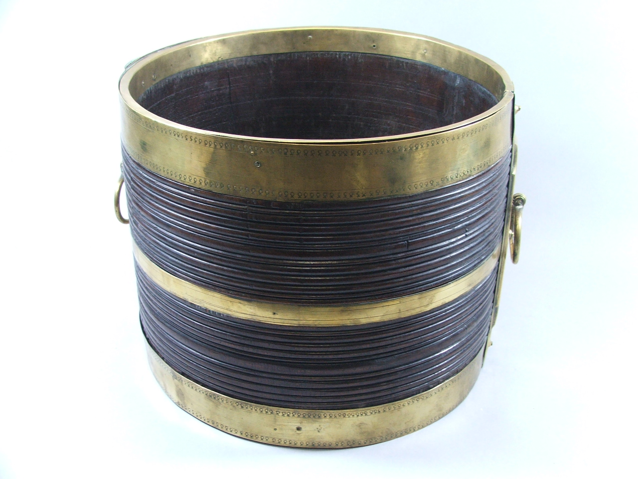 A 19th Century Brass Bound Mahogany Bucket with Ring Handles.