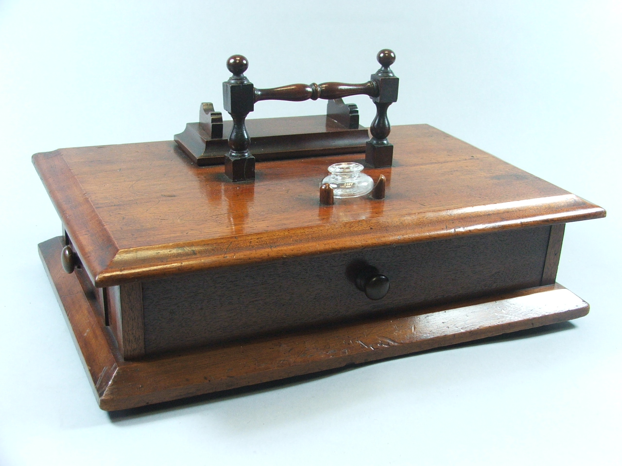 An Unusual Victorian Mahogany Desk Stand with Secret Drawer, 39 cm x 25 cm x 19 cm High.