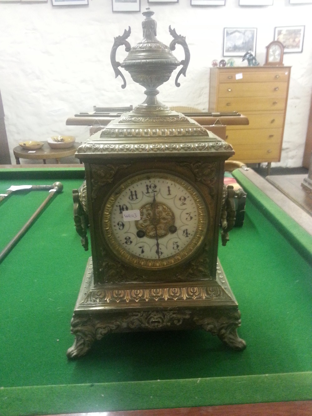 A Brass Cased Mantel Clock