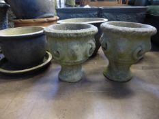 Miscellaneous Collection of Garden Pots including a pair depicting rams 29 cms together with two