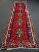 Circa 1950`s Turkish Kilim, this boldly coloured kilim measures 310 x 104 cms.