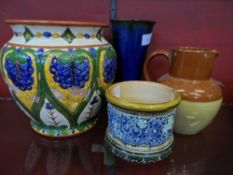 Miscellaneous Pottery and Porcelain, including earthenware ceramic planter, impressed marks G & G to