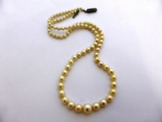 Single String Graduated Cultured Pearl Necklace with silver clasp, 93 pearls, 3.7 to 8.4mm, creamy