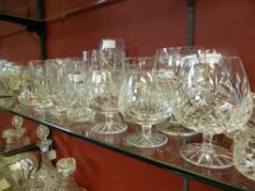 Collection of miscellaneous cut glass including Stewart Crystal Flower Vase, engraved wine glass,