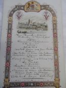 Windsor Castle Card Menu, the menu handwritten in ink reads `His Majesty`s Dinner` dated Saturday