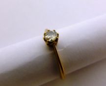 Lady`s 18 ct gold Solitaire Diamond Ring old cut diamond, 2.8 gms, 40 pt Size S.