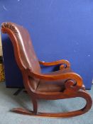 Victorian Mahogany Rocking Chair, with leather seat.