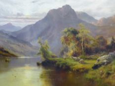 Alfred De Breanski Snr 1852-1928, original landscape oil on canvas depicting `Llyn y Ddinos nr