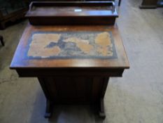 Victorian Mahogany Davenport with lift up top revealing letter trays and ink boxes, single shelf