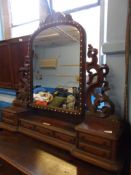 Mahogany Sideboard Mirror having two drawers to side with three to centre with ivory engraved plaque