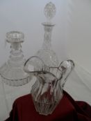 Miscellaneous Cut Glass including two decanters and a water jug.